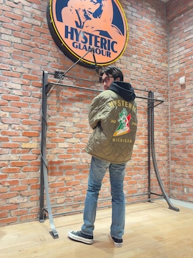 「HYSTERIC GLAMOUR（ヒステリックグラマー）の【26～28cm】サイドジップ ハイカットスニーカー（スニーカー）」を使った、HOSHIさん（メンズ・169cm）の秋コーディネート