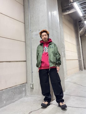 「アイテム（ミリタリージャケット）」を使った、HOSHIさん（メンズ・169cm）の秋コーディネート