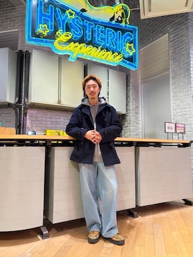 「アイテム（ピーコート）」を使った、HOSHIさん（メンズ・169cm）の冬コーディネート