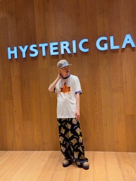「HYSTERIC GLAMOUR（ヒステリックグラマー）のFAST LOGO刺繍 キャップ（Cap、グレー系）」を使った、HOSHIさん（メンズ・170cm）の夏コーディネート