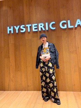 「HYSTERIC GLAMOUR（ヒステリックグラマー）のブラックデニムジャケット（Denim jacket、ブラック系）」を使った、HOSHIさん（メンズ・170cm）の夏コーディネート