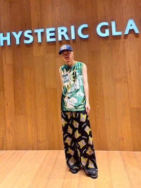 「HYSTERIC GLAMOUR（ヒステリックグラマー）のBORN TO LOSE ノースリーブ（Other tops、グリーン系）」を使った、HOSHIさん（メンズ・170cm）の夏コーディネート
