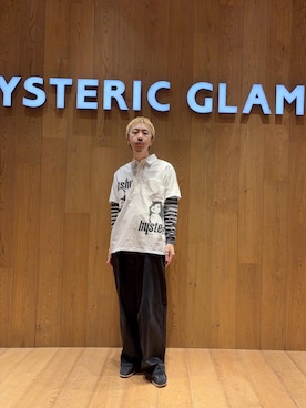 「HYSTERIC GLAMOUR（ヒステリックグラマー）のDEVIL WOMAN プルオーバーシャツ（シャツ/ブラウス、ホワイト系）」を使った、HOSHIさん（メンズ・170cm）の夏コーディネート