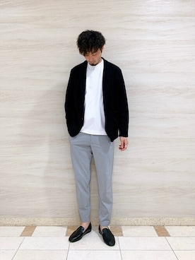 「アイテム（スリッポン）」を使った、日高さん（メンズ・180cm）の春コーディネート
