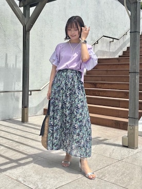 「お呼ばれ」｜「アイテム（スカート）」を使った、AYAさん（レディース・160cm）の夏コーディネート