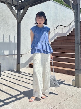 「お呼ばれ」｜「アイテム（パンツ）」を使った、AYAさん（レディース・160cm）の夏コーディネート