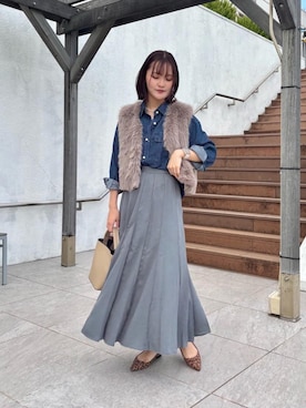 「アイテム（その他アウター、ブラウン系）」を使った、AYAさん（レディース・160cm）の夏コーディネート