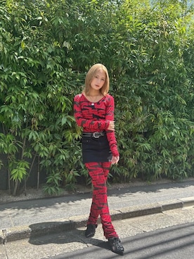 「アイテム（その他パンツ、レッド系）」を使った、SUMIKAさん（レディース・160cm）の夏コーディネート