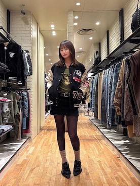 「アイテム（スタジャン）」を使った、SUMIKAさん（レディース・160cm）の冬コーディネート