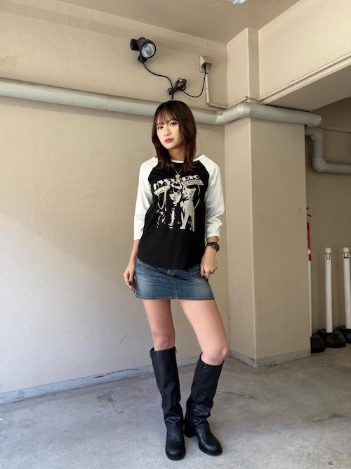 バックレースアップ マイクロミニデニムスカート（デニムスカート