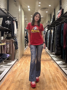 「HYSTERIC GLAMOUR（ヒステリックグラマー）のWOMAN ON SKULL PICK ネックレス（ネックレス、シルバー系）」を使った、SUMIKAさん（レディース・160cm）の春コーディネート