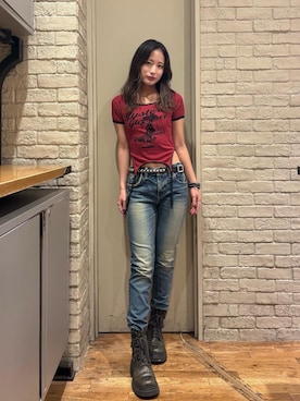 「HYSTERIC GLAMOUR（ヒステリックグラマー）のSTUDS ベルト（ベルト、ブラック系）」を使った、SUMIKAさん（レディース・160cm）の春コーディネート