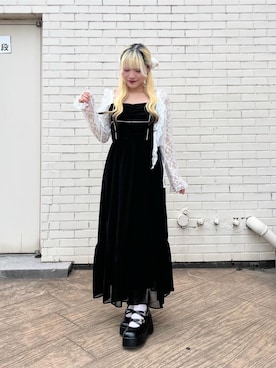 「アイテム（カーディガン/ボレロ、ホワイト系）」を使った、マジェスティックレゴンルミネ池袋店スタッフさん（レディース・154cm）の夏コーディネート