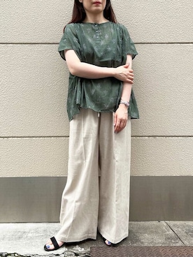「インド綿ブラウス」｜LBC STAFFさん（レディース・154cm）の夏コーディネート