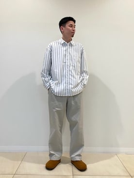 「NOLLEY'S goodman（ノーリーズグッドマン）の【WORK ABOUT/ワークアバウト】 ELEMENTARY SHIRT ビッグシルエットシャツ（シャツ/ブラウス）」を使った、NOLLEYS MENS stylingさん（メンズ・174cm）の春コーディネート