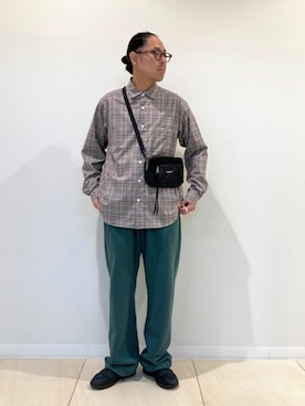 「ウールシャツ」｜「アイテム（スウェットパンツ）」を使った、NOLLEYS MENS stylingさん（メンズ・174cm）の秋コーディネート