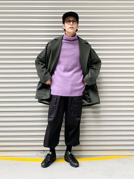 「Lui's（ルイス）のアイテム（チェスターコート）」を使った、アライ@youtubeさん（メンズ・176cm）の冬コーディネート