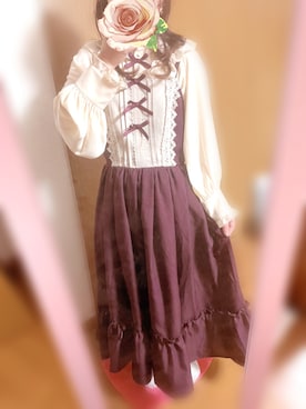 「axes femme（アクシーズファム）のアイテム（ジャンパースカート）」を使った、shoko⋈*｡ﾟさん（レディース・141cm）の秋コーディネート