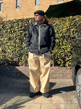 「KANGOL（カンゴール）のアイテム（帽子）」を使った、にいるさん（メンズ・178cm）の冬コーディネート