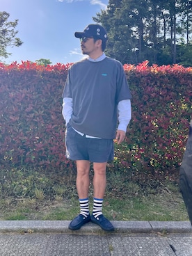 「VANS（バンズ）のアイテム（ローファー、ブルー系）」を使った、にいるさん（メンズ・178cm）の春コーディネート