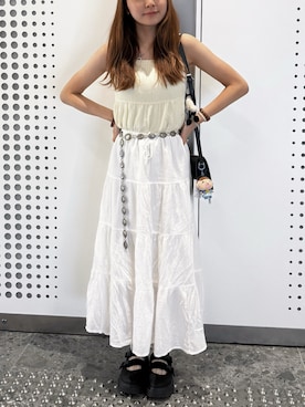 「アイテム（ワンピース/ドレス、イエロー系）」を使った、ユキさん（レディース・155cm）の夏コーディネート