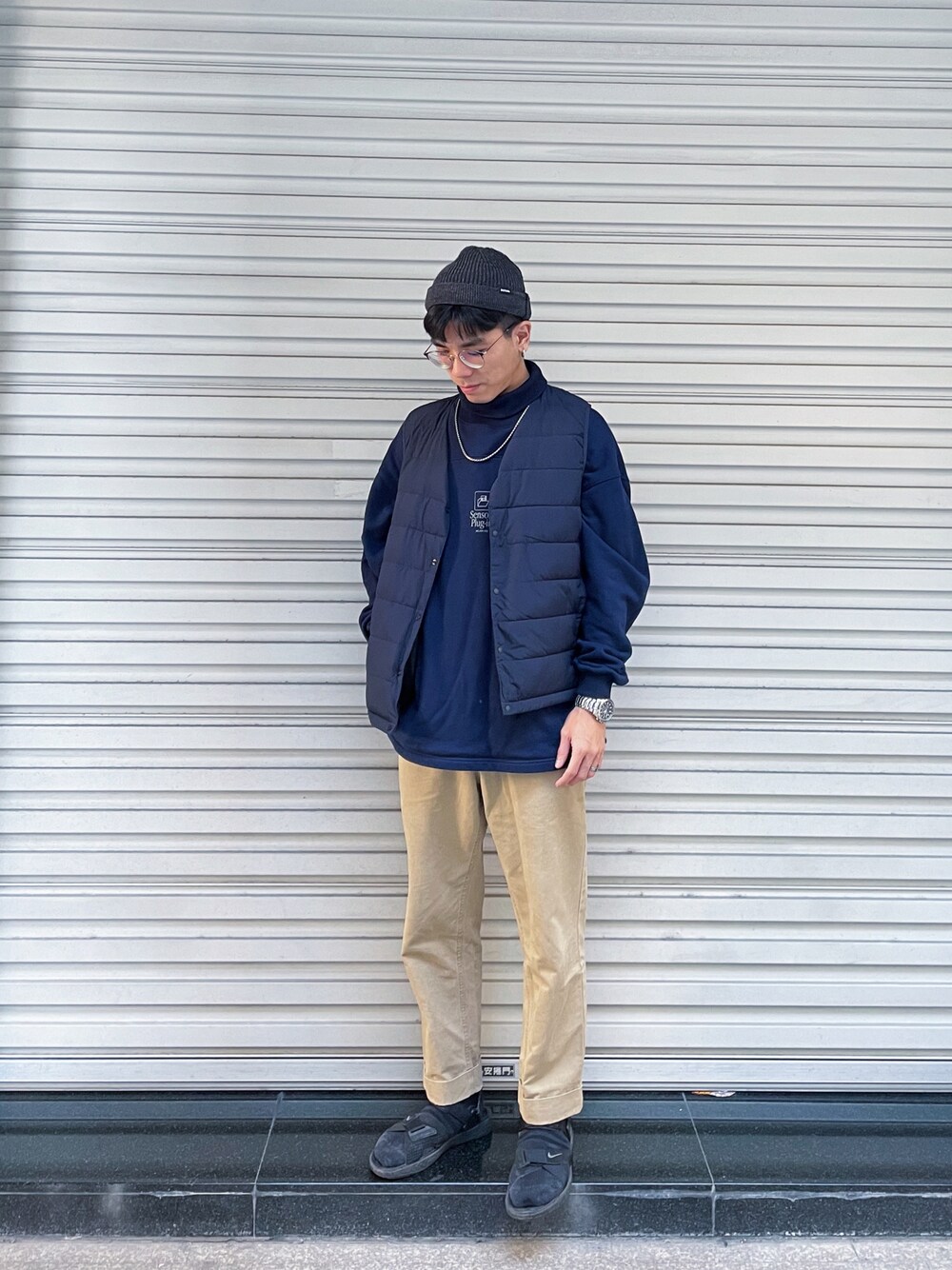 「ootd、街頭穿搭、outfit、outdoor、wallofsound、plain-me、dycteam、NIKE、GU」｜「dycteamのアイテム（キャップ、グレー系）」を使った、Felixさん（メンズ・172cm）の冬コーディネートの1枚目の写真