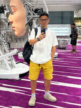 「Gramicci（グラミチ）のアイテム（その他パンツ、イエロー系）」を使った、tsungpinlinさん（メンズ・165cm）の夏コーディネート