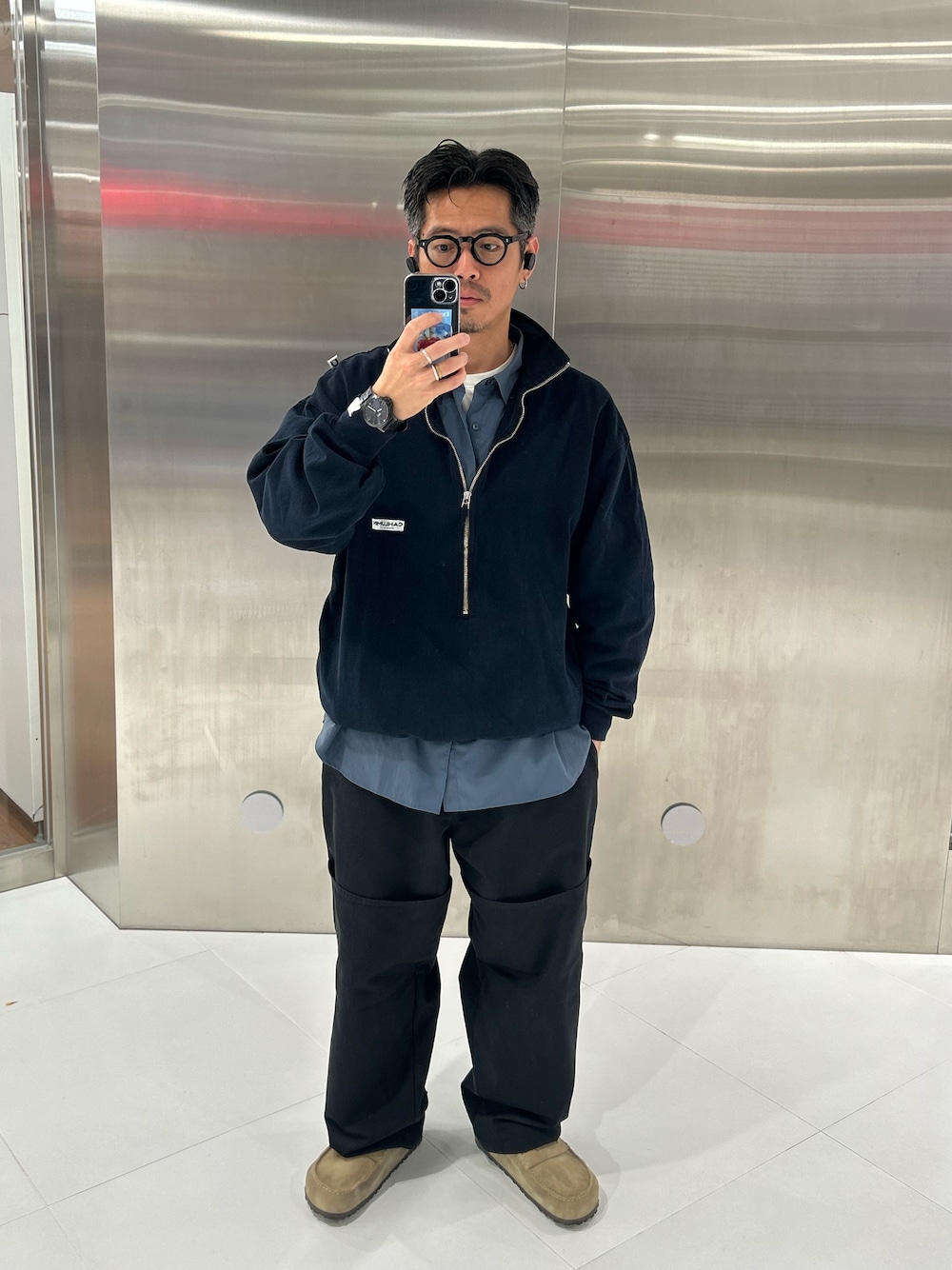 CAHLUMN/カウラム Heavy Weight Jersey 3/4-Zip Cadet Collar Shirt