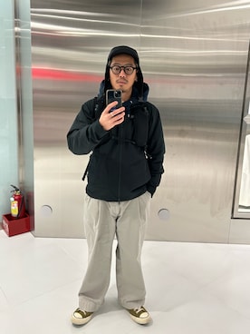 「アイテム（その他パンツ、ホワイト系）」を使った、tsungpinlinさん（メンズ・165cm）の冬コーディネート