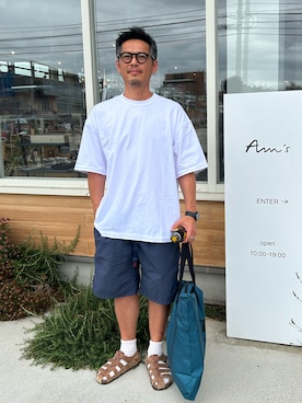 「CAHLUMN（カウラム）のCAHLUMN/カウラム 2-Pack Reversible Tee /ツーパック リバーシブルTシャツ（Tシャツ/カットソー、ホワイト系）」を使った、tsungpinlinさん（メンズ・165cm）の春コーディネート