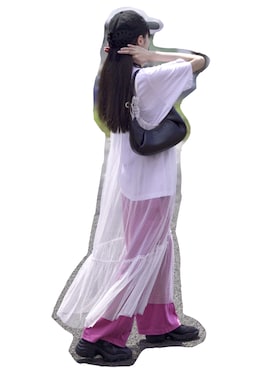 「レイヤード」｜「アイテム（キャミソール）」を使った、三葉さん（レディース・165cm）の夏コーディネート