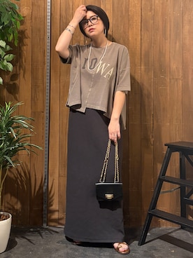 「アイテム（Tシャツ/カットソー、グリーン系）」を使った、nonty＊さん（レディース・157cm）の夏コーディネート