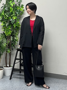 「Right-on（ライトオン）のHONEYSUCKLE ROSE(ハニーサックルローズ)【レディース】三層ミニショルダーバッグ（ショルダーバッグ、ブラック系）」を使った、nonty＊さん（レディース・157cm）の夏コーディネート