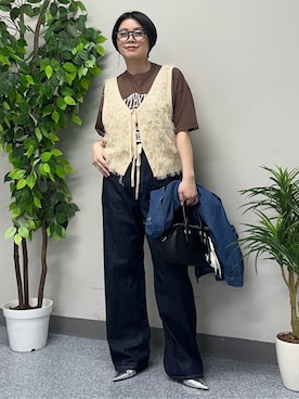 「Right-on（ライトオン）のアイテム（ベスト）」を使った、nonty＊さん（レディース・157cm）の春コーディネート