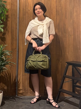 「SOMETHING（サムシング）のカーブジョーツ（その他パンツ、ブルー系）」を使った、nonty＊さん（レディース・157cm）の夏コーディネート