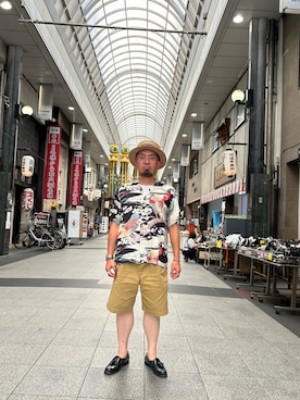 「GYMPHLEX（ジムフレックス）のGymphlex | コットンチノ イージーショーツ MEN（その他パンツ）」を使った、香月ダイスケさん（メンズ・165cm・50代）の夏コーディネート