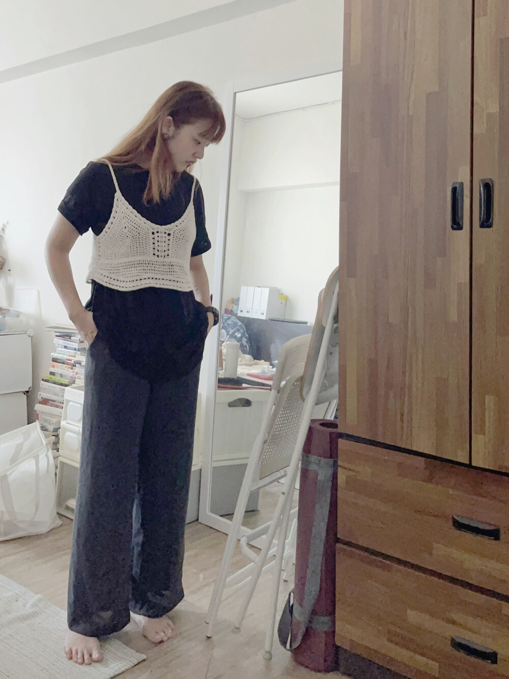 「夏コーデ」｜「no brandのアイテム（その他トップス、ベージュ系）」を使った、迷Mir /。daily stylさん（レディース・162cm）の夏コーディネートの1枚目の写真