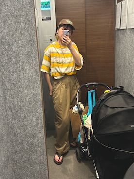 「DANTON（ダントン）のアイテム（帽子）」を使った、momoさん（レディース・166cm）の夏コーディネート