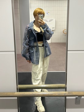 「Ameri（アメリ）のPEEPHOLE UTILITY BUSTIER（キャミソール）」を使った、たまんさ。さん（レディース・165cm・30代）の夏コーディネート