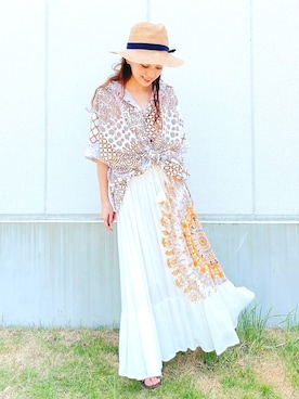 「チャイハネ（チャイハネ）のアイテム（スカート）」を使った、チャイハネSTAFF  amiさん（レディース・164cm）の夏コーディネート