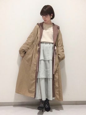 「SLURR（スラ―）のアイテム（モッズコート）」を使った、りりさん（レディース・147cm）の夏コーディネート