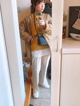 「titivate（ティティベイト）のアイテム（ノーカラージャケット）」を使った、ommiさん（レディース・160cm）の秋コーディネート