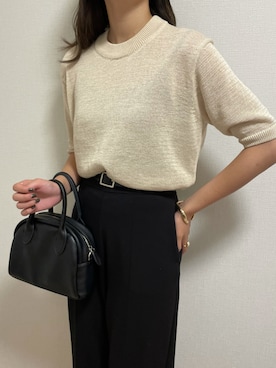 「UNIQLO（ユニクロ）のアイテム（ニット/セーター、ベージュ系）」を使った、なるさん（レディース・163cm）の秋コーディネート
