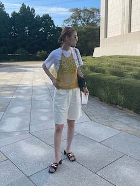 「Tシャツ」｜「アイテム（トップス、ゴールド系）」を使った、ayanoさん（レディース・168cm）の夏コーディネート