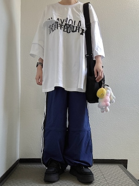 「AJOBYAJO（アジョバイアジョ）のアイテム（トップス）」を使った、ぽぽぬなさん（レディース・167cm）の夏コーディネート