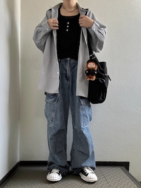 「ZARA（ザラ）のアイテム（タンクトップ）」を使った、ぽぽぬなさん（レディース・167cm）の夏コーディネート