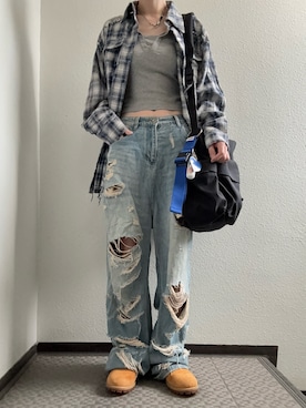 「MASONPRINCE（メイソンプリンス）のアイテム（パンツ）」を使った、ぽぽぬなさん（レディース・167cm）の夏コーディネート