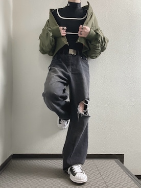「jouetie（ジュエティ）のアイテム（MA-1）」を使った、ぽぽぬなさん（レディース・167cm）の冬コーディネート