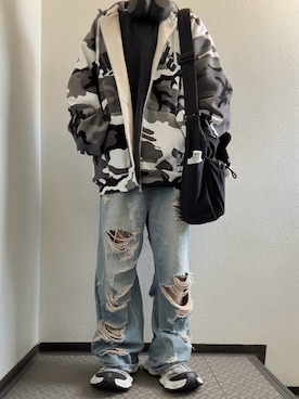 「アイテム（パーカー）」を使った、ぽぽぬなさん（レディース・167cm）の秋コーディネート