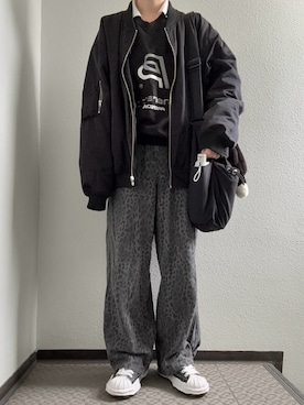 「アイテム（MA-1）」を使った、ぽぽぬなさん（レディース・167cm）の秋コーディネート